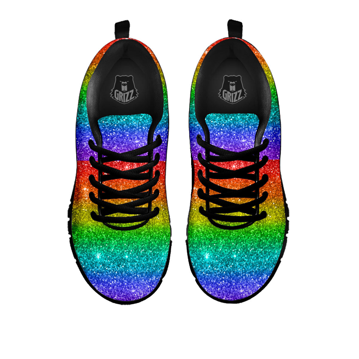 Glitter Rainbow Print Pattern Black Sneaker-grizzshop