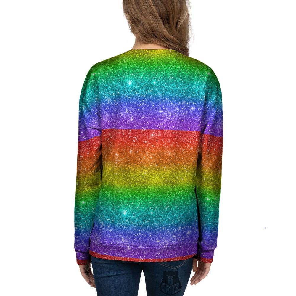 Glitter Rainbow Print Pattern Women's Sweatshirt-grizzshop