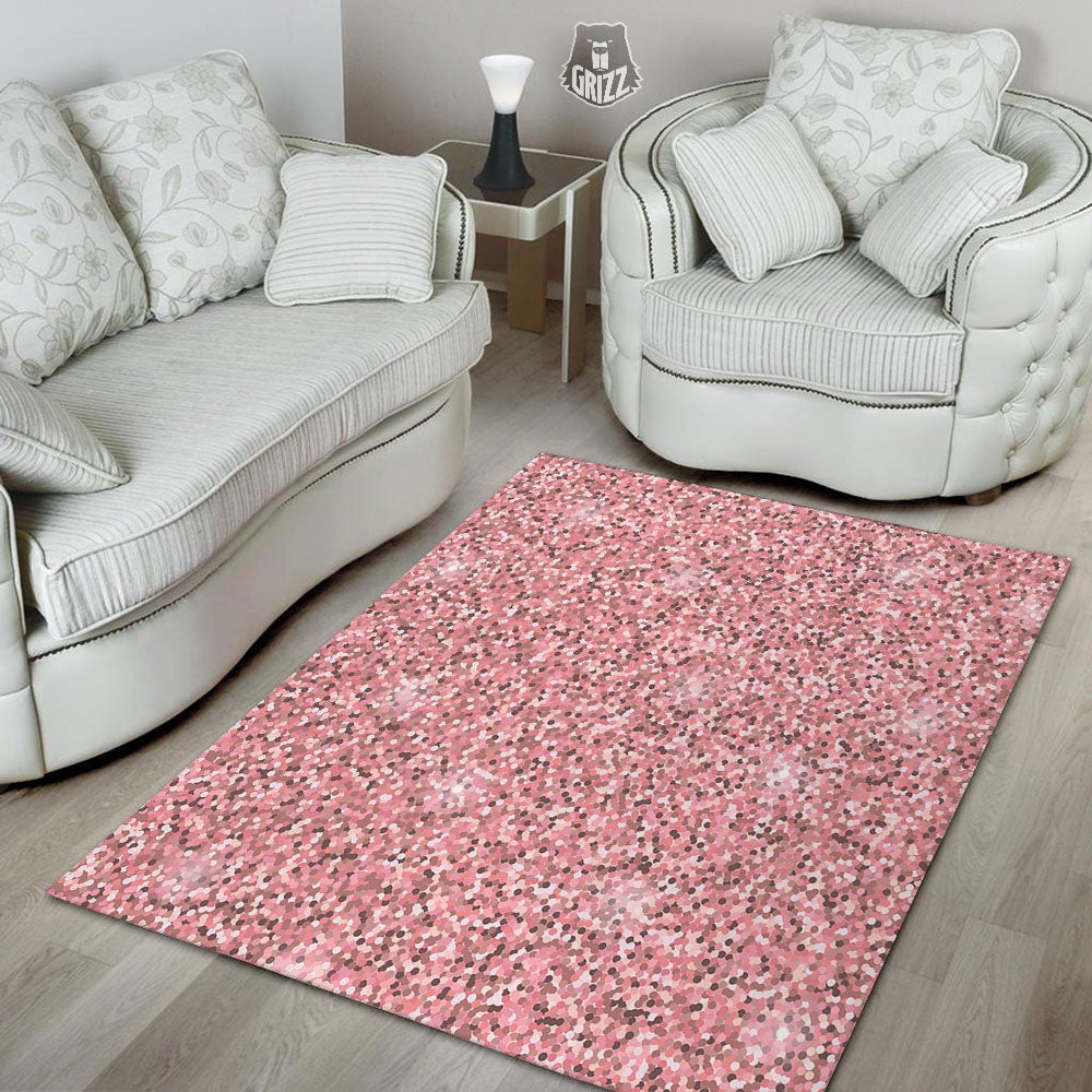 Glitter Texture Pink Print Floor Mat-grizzshop