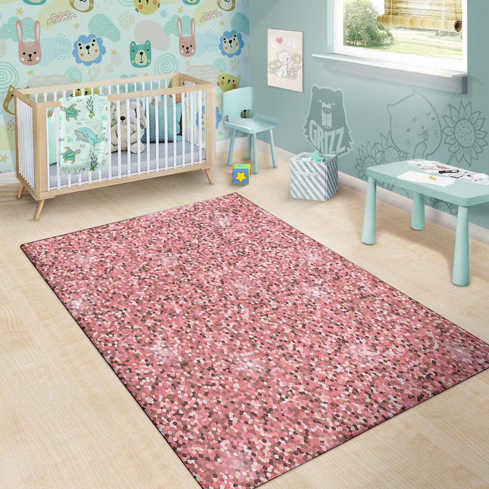 Glitter Texture Pink Print Floor Mat-grizzshop