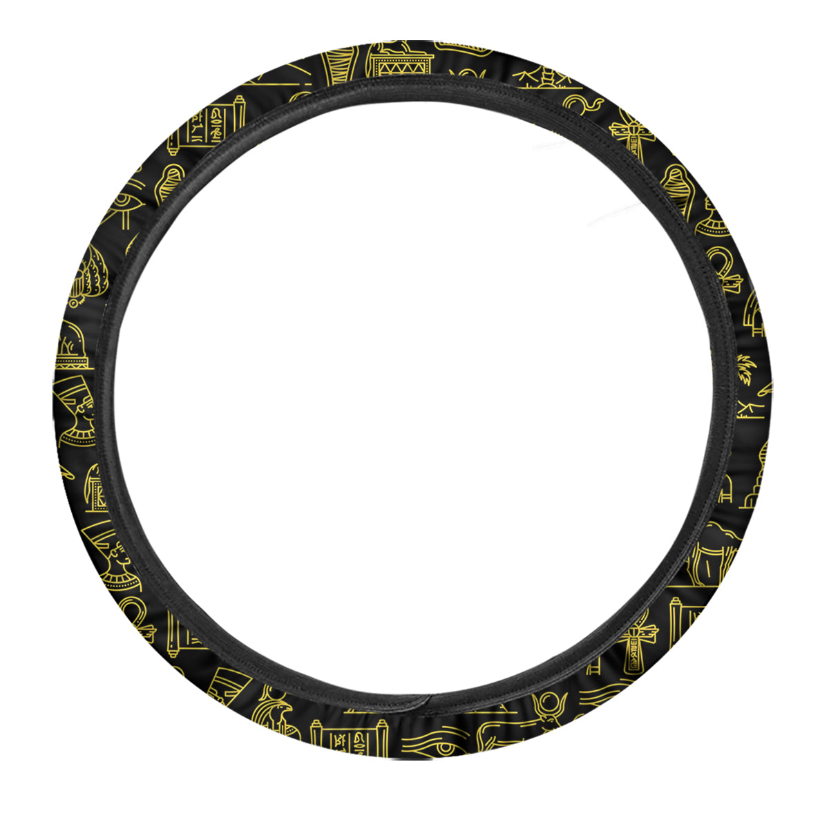 Glod Ancient Egyptian Print Pattern Car Steering Wheel Cover-grizzshop