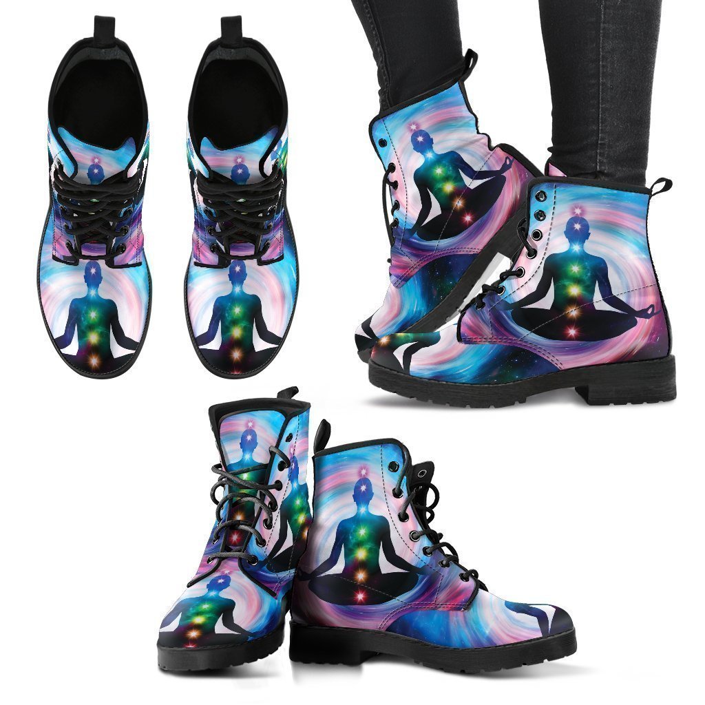 Glowing Chakra Women's Leather Boots-grizzshop