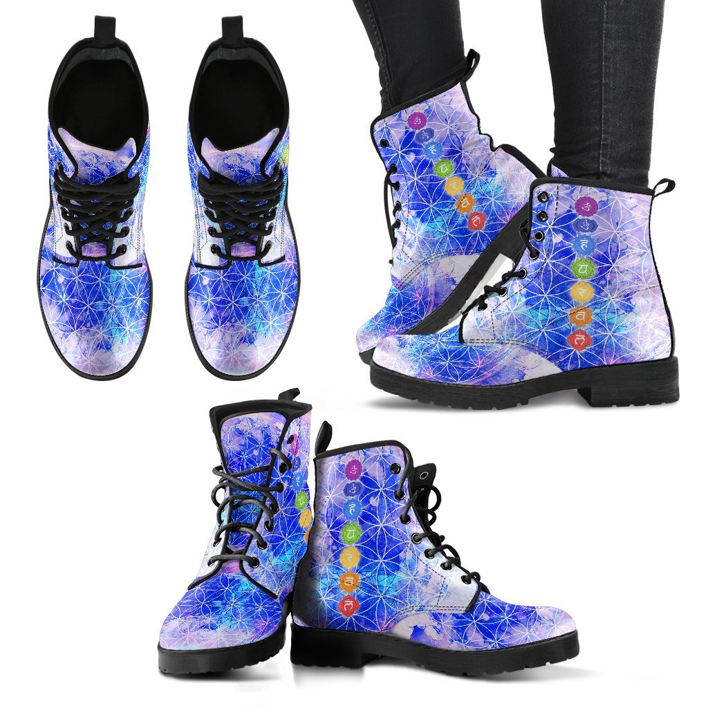 Glowing Chakra Women's Leather Boots-grizzshop