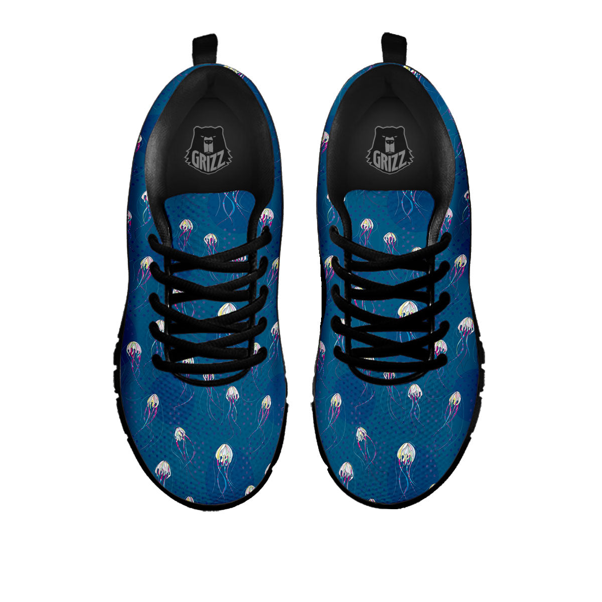 Glowing Jellyfish Print Pattern Black Sneaker-grizzshop
