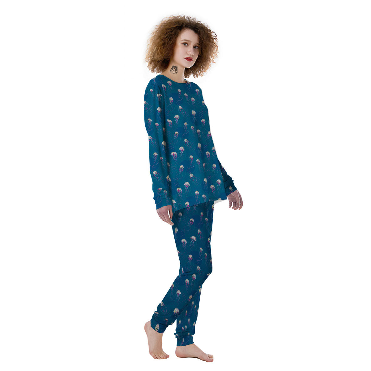 Glowing Jellyfish Print Pattern Women's Pajamas-grizzshop