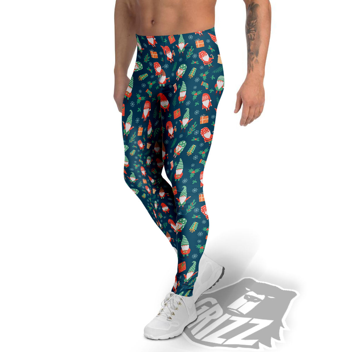 Gnomes Christmas Print Pattern Men's Leggings-grizzshop
