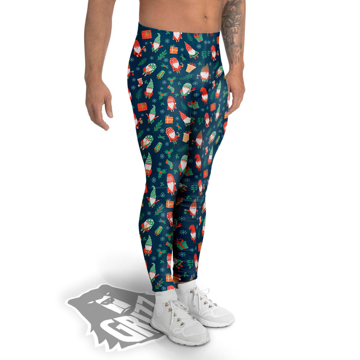 Gnomes Christmas Print Pattern Men's Leggings-grizzshop