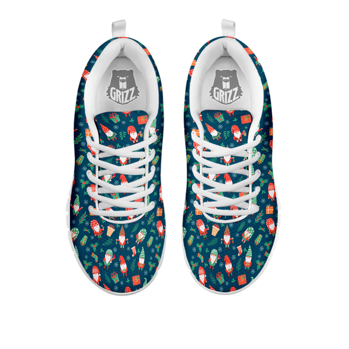 Gnomes Christmas Print Pattern White Sneaker-grizzshop