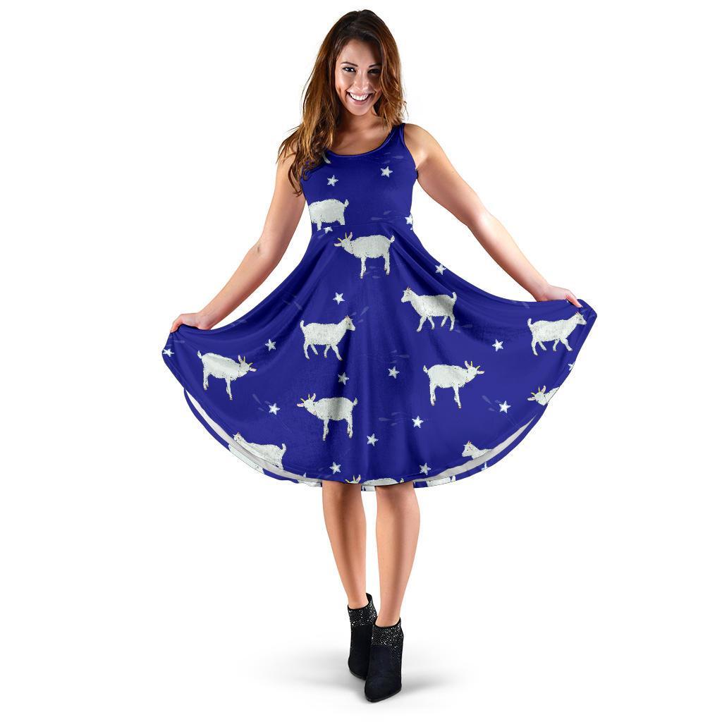 Goat Sheep Pattern Print Dress-grizzshop