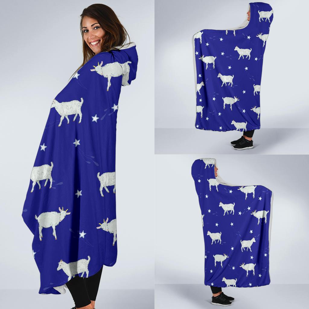 Goat Sheep Pattern Print Hooded Blanket-grizzshop