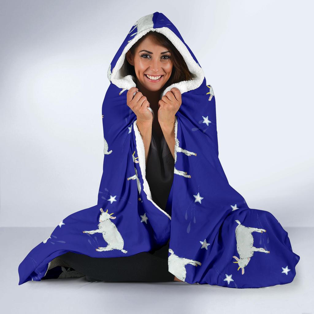 Goat Sheep Pattern Print Hooded Blanket-grizzshop