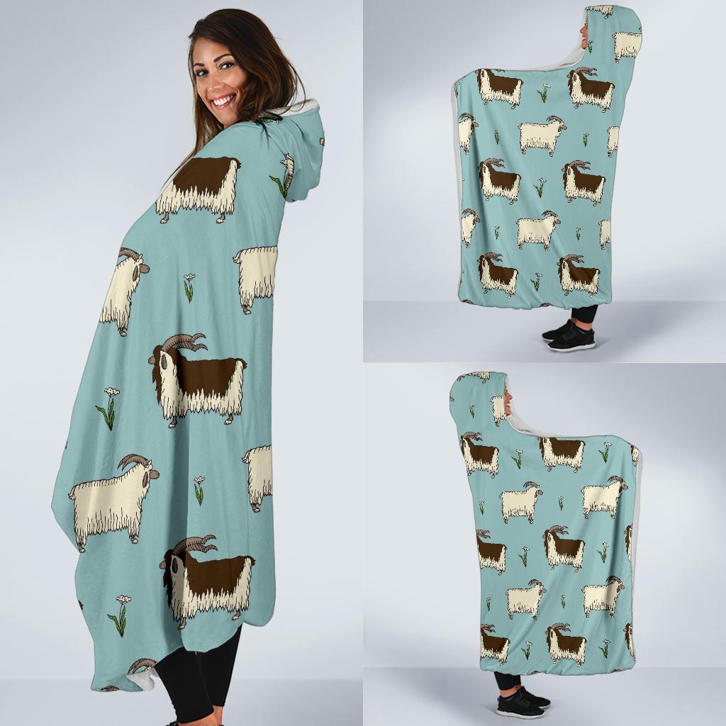 Goat Sheep Print Pattern Hooded Blanket-grizzshop