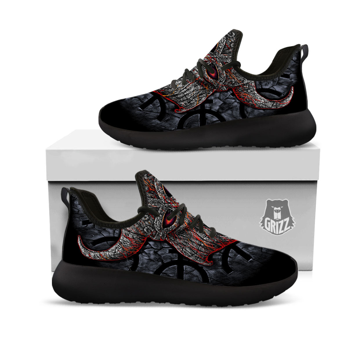 God Odin Ancient Viking Norse Print Black Athletic Shoes-grizzshop
