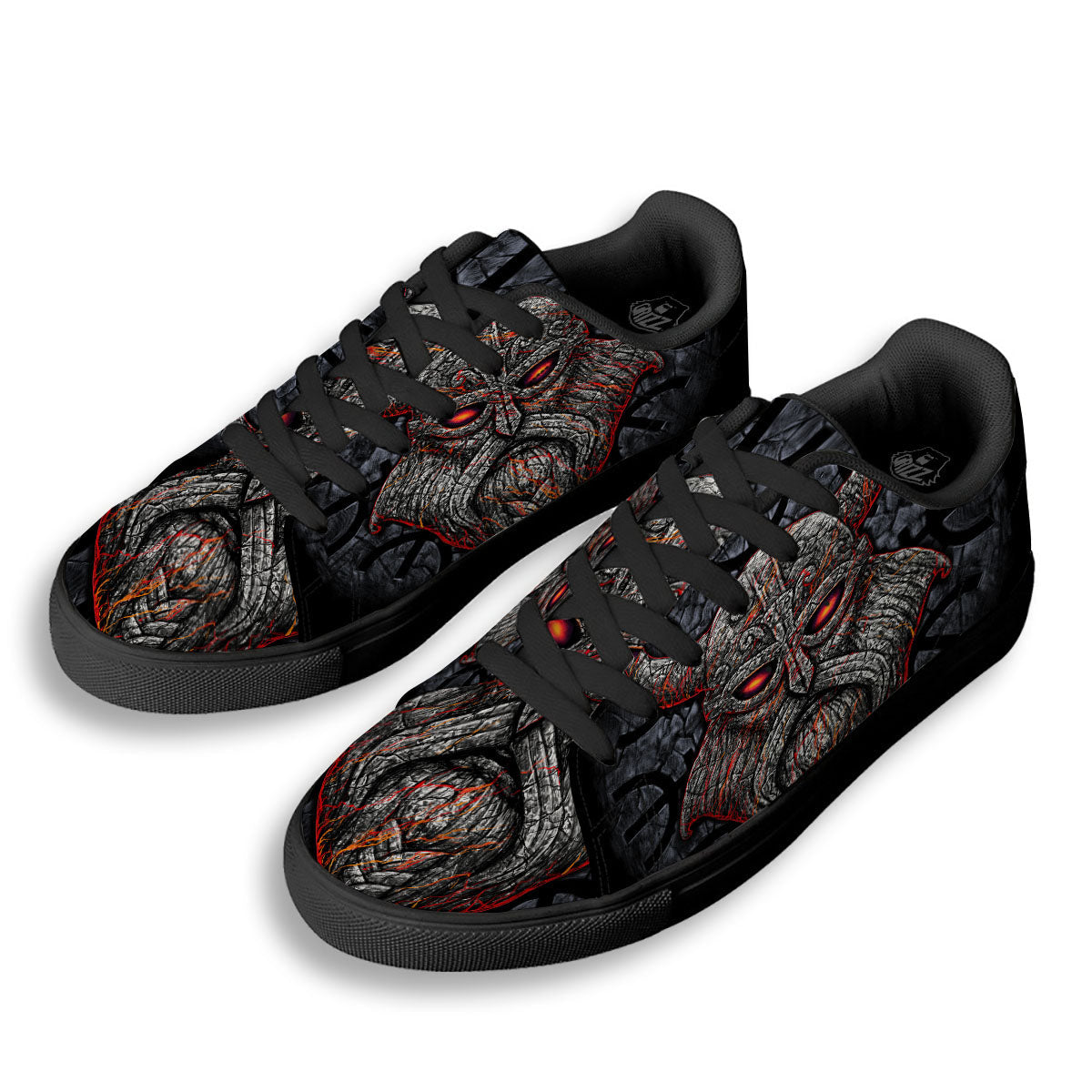 God Odin Ancient Viking Norse Print Black Low Top Sneakers-grizzshop