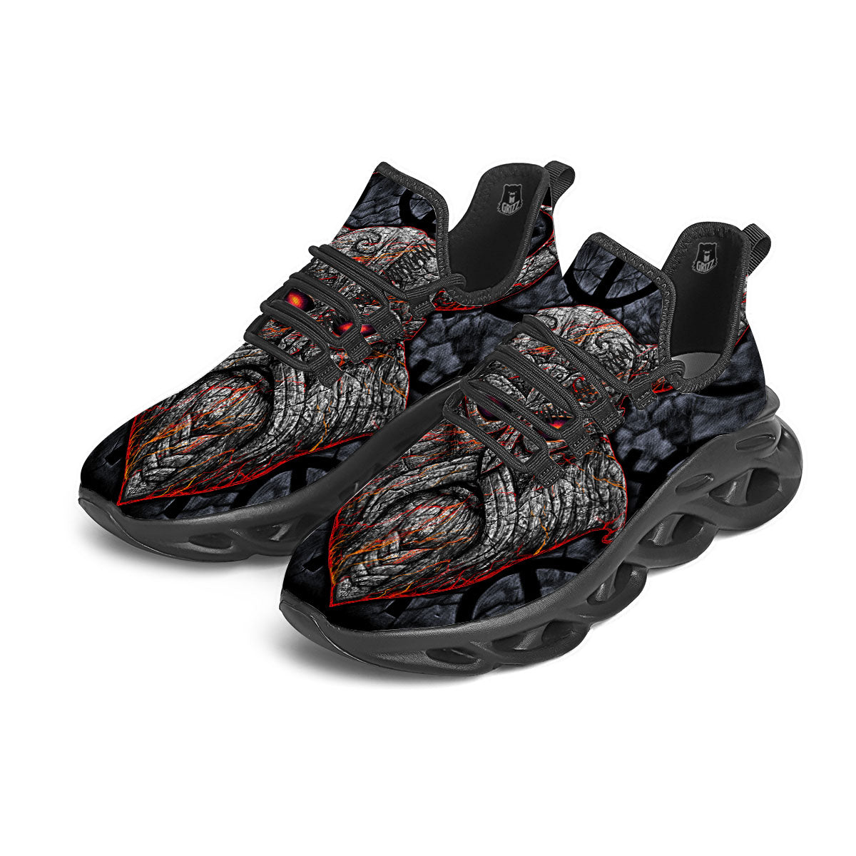 God Odin Ancient Viking Norse Print Black Running Shoes-grizzshop