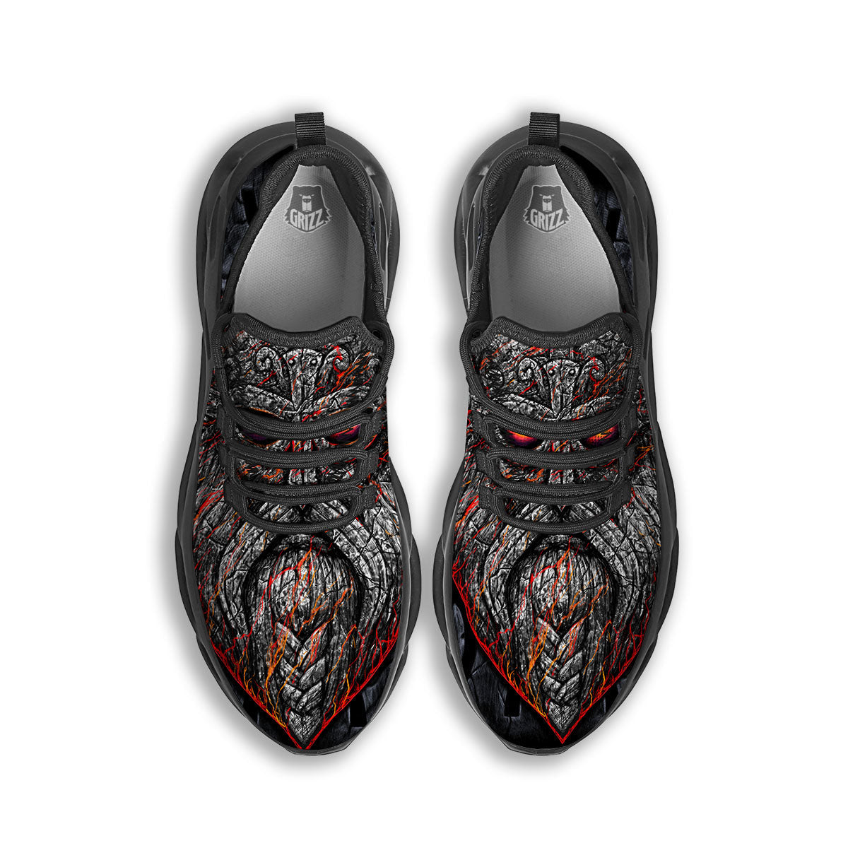 God Odin Ancient Viking Norse Print Black Running Shoes-grizzshop