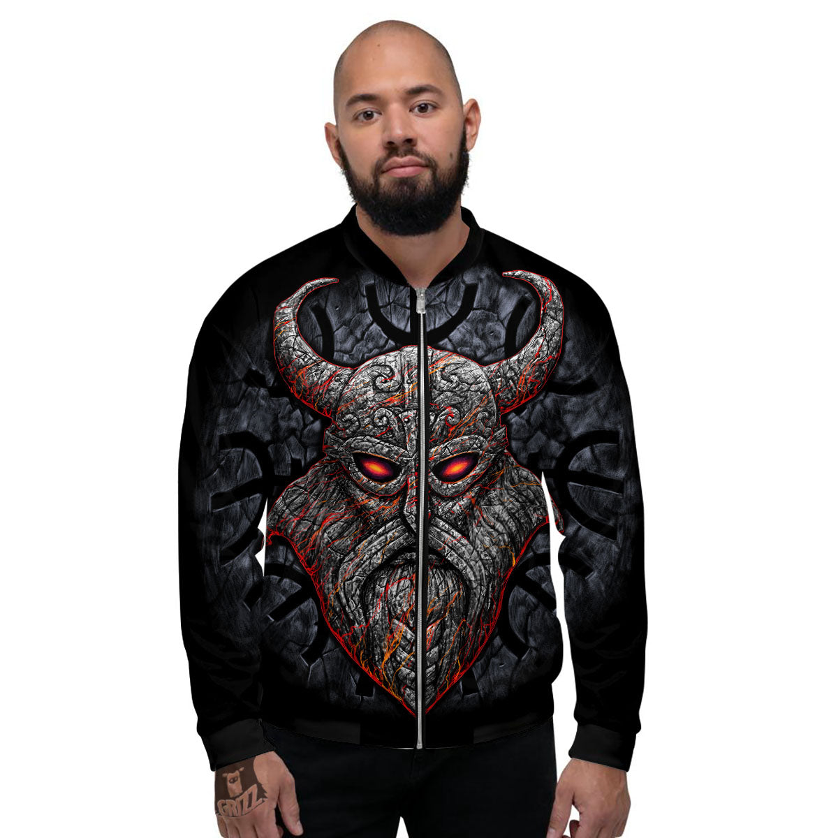 God Odin Ancient Viking Norse Print Men's Bomber Jacket-grizzshop