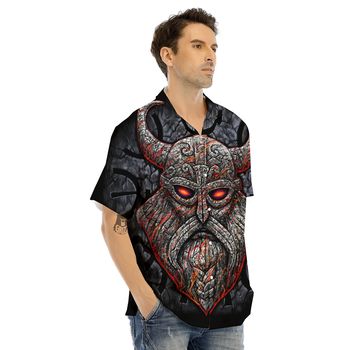 God Odin Ancient Viking Norse Print Men's Hawaiian Shirt-grizzshop