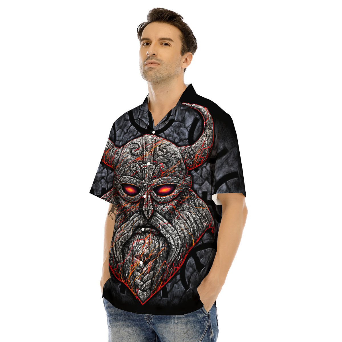 God Odin Ancient Viking Norse Print Men's Hawaiian Shirt-grizzshop