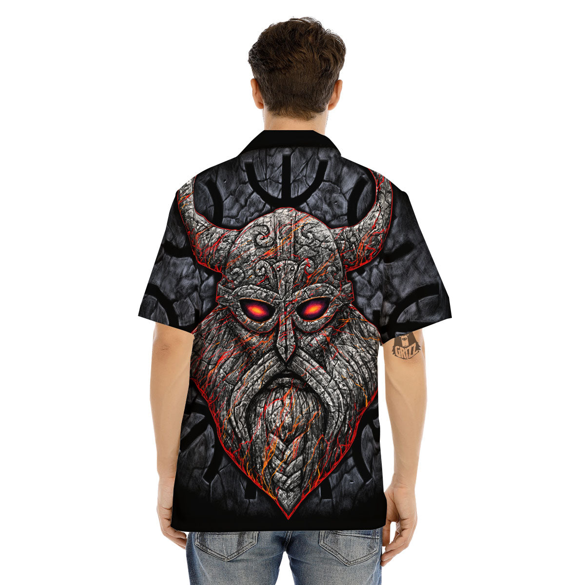 God Odin Ancient Viking Norse Print Men's Hawaiian Shirt-grizzshop