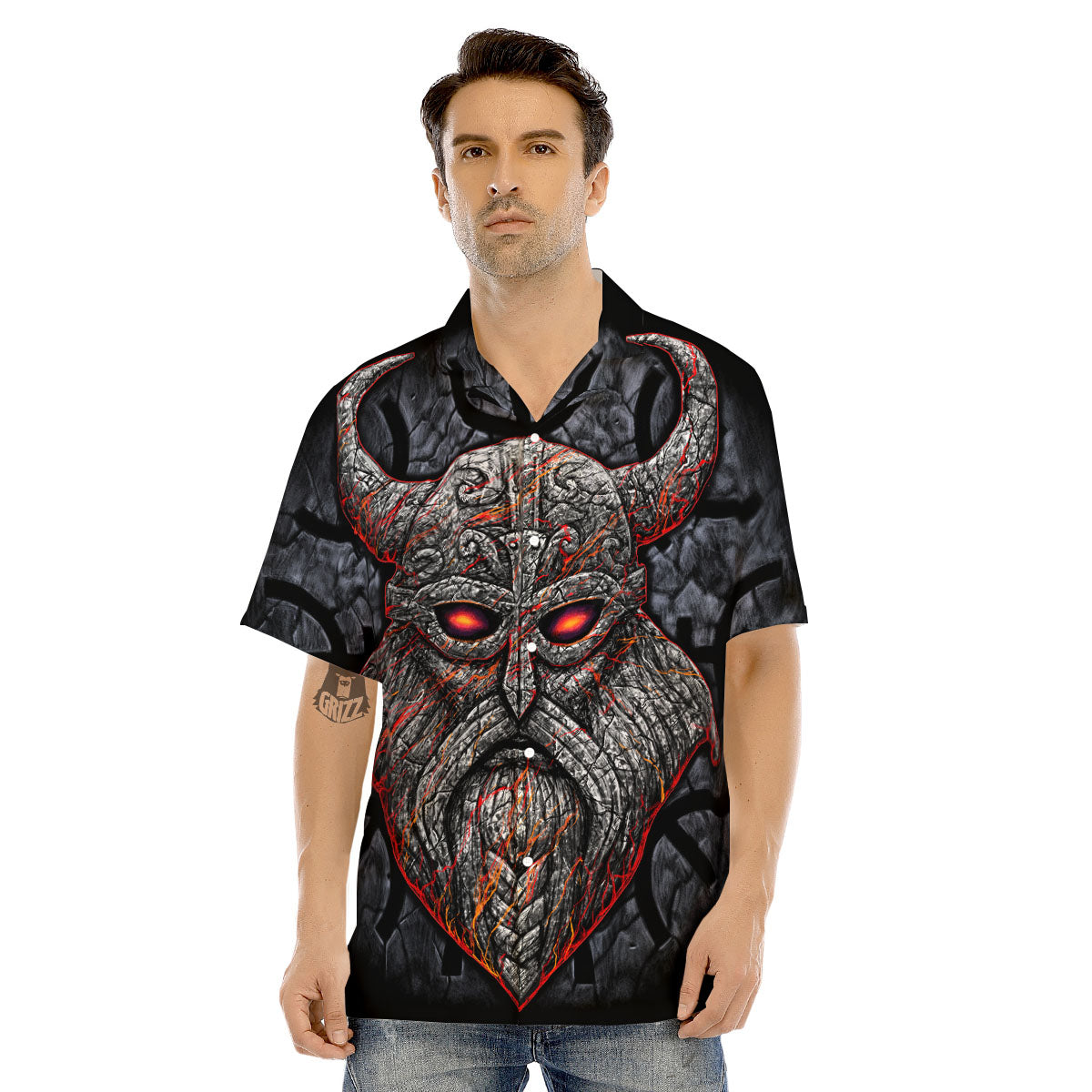 God Odin Ancient Viking Norse Print Men's Hawaiian Shirt-grizzshop