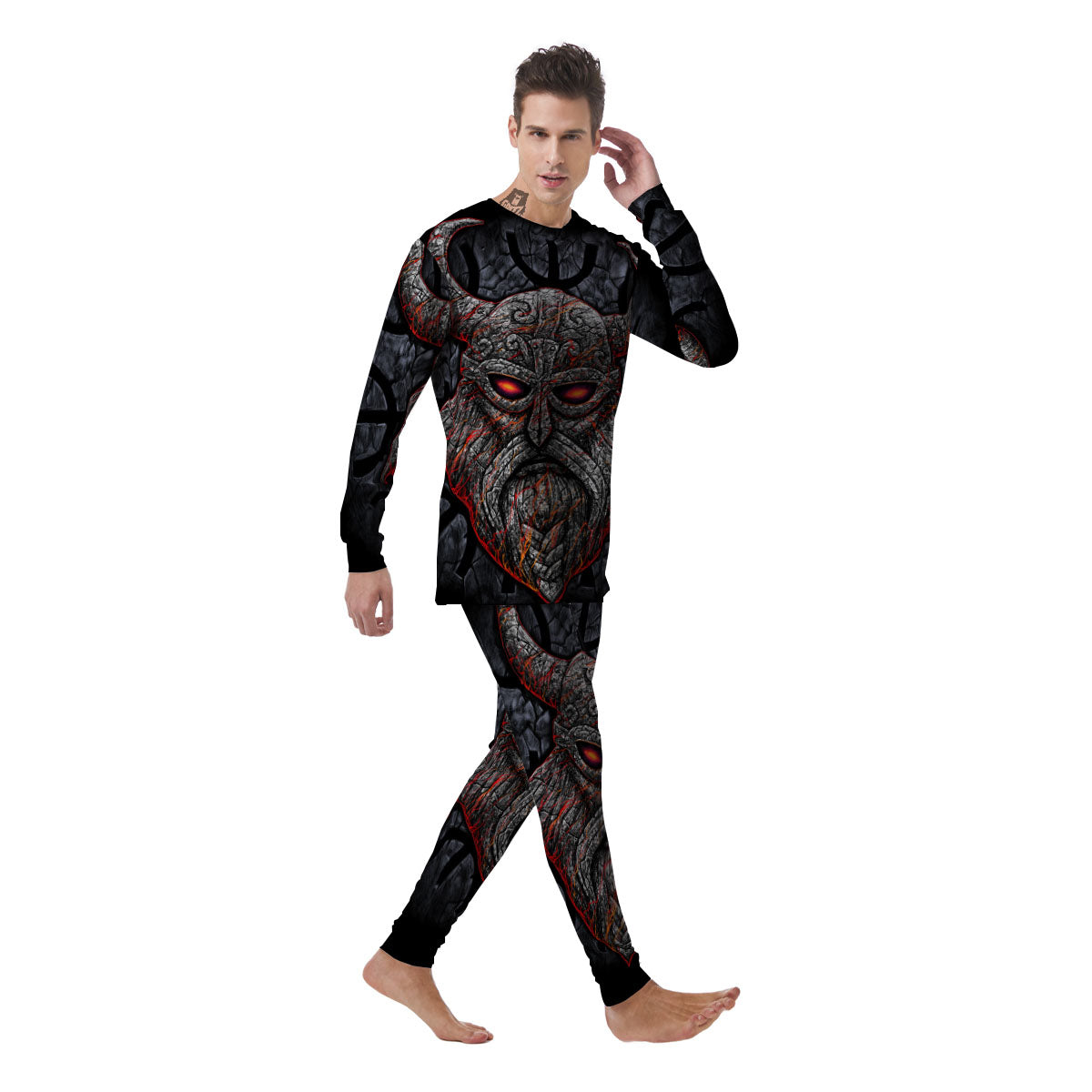 God Odin Ancient Viking Norse Print Men's Pajamas-grizzshop