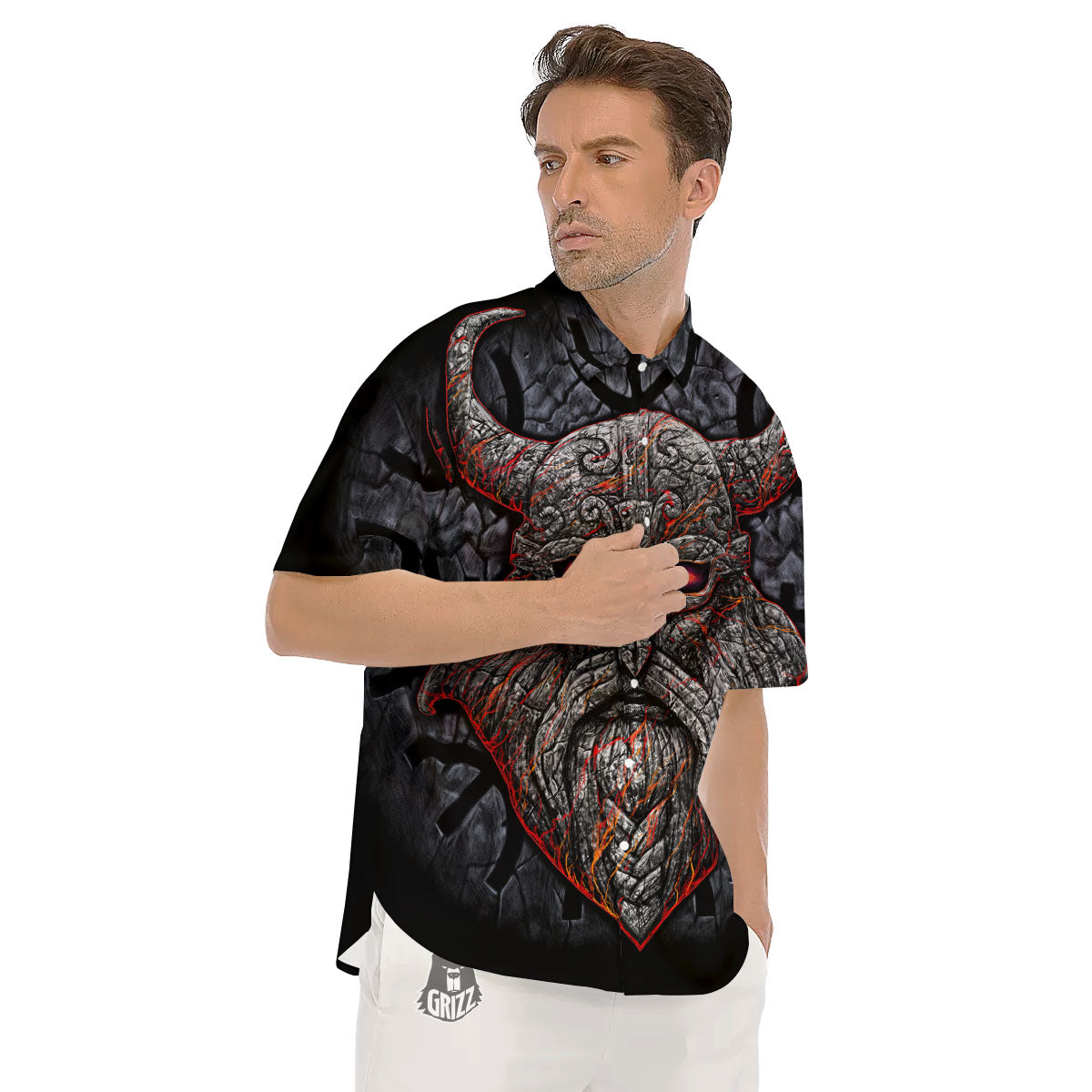 God Odin Ancient Viking Norse Print Men's Short Sleeve Shirts-grizzshop