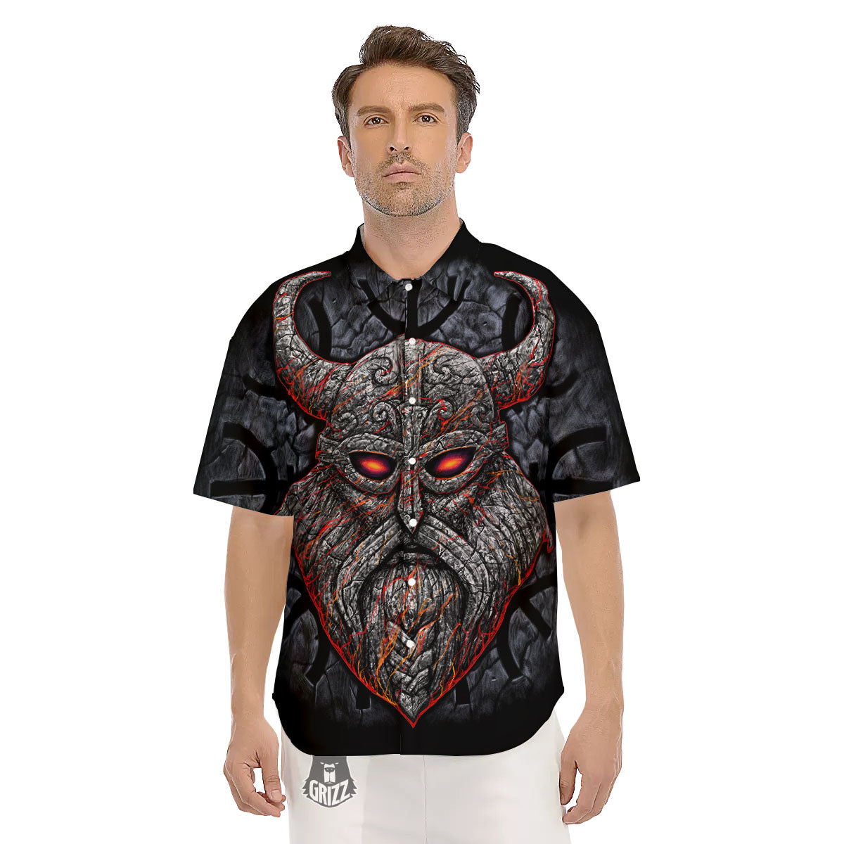 God Odin Ancient Viking Norse Print Men's Short Sleeve Shirts-grizzshop