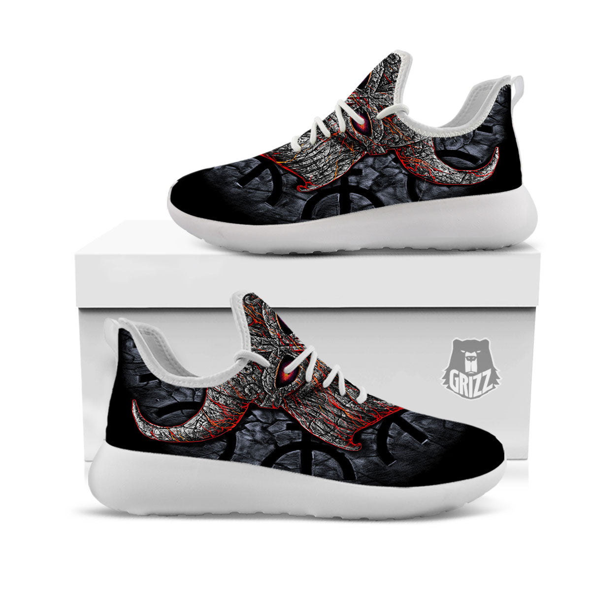 God Odin Ancient Viking Norse Print White Athletic Shoes-grizzshop