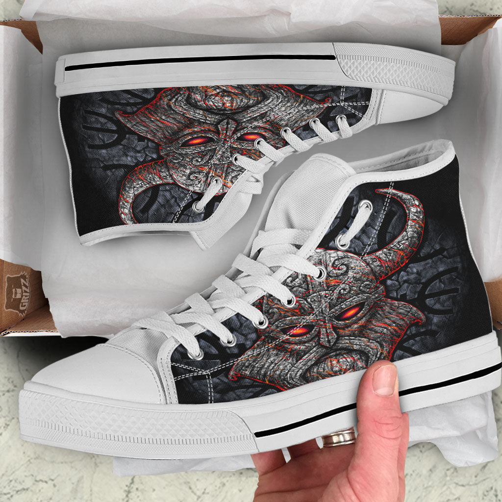 God Odin Ancient Viking Norse Print White High Top Shoes-grizzshop