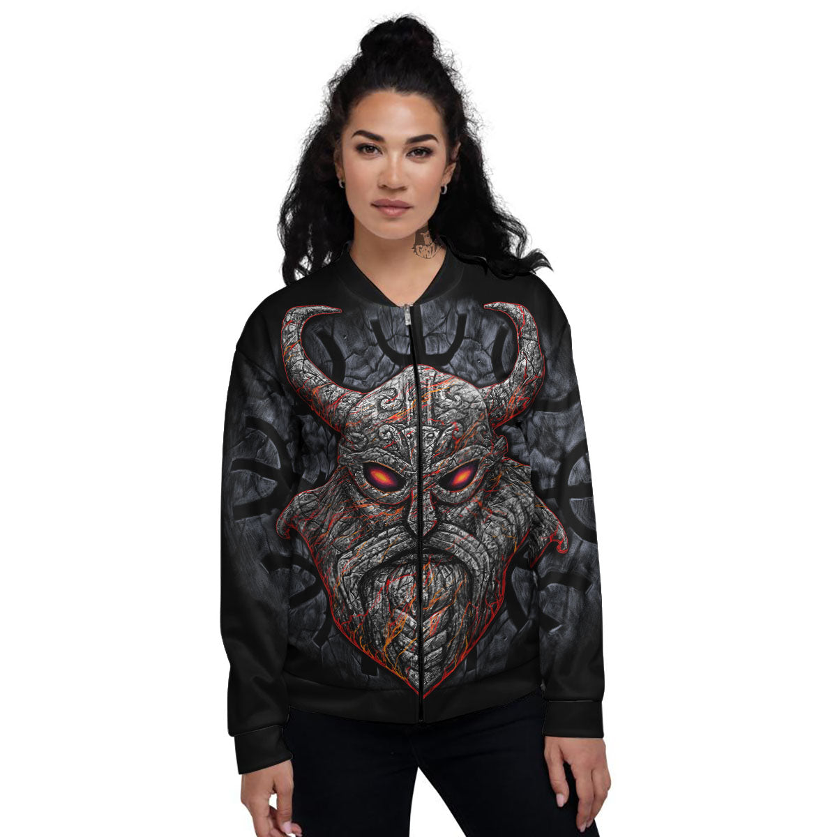 God Odin Ancient Viking Norse Print Women's Bomber Jacket-grizzshop