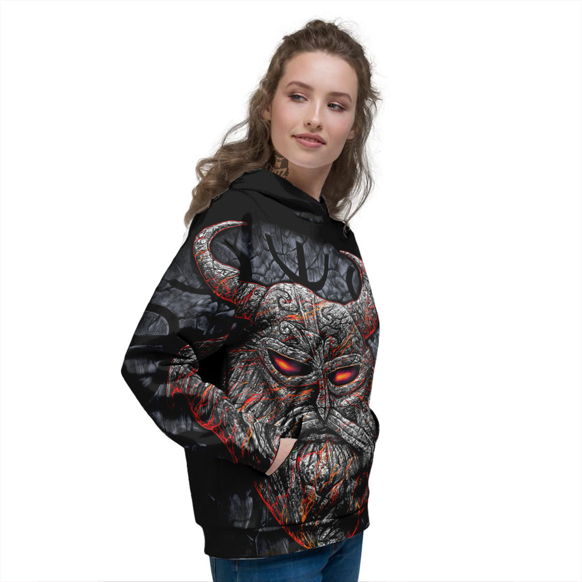 God Odin Ancient Viking Norse Print Women's Hoodie-grizzshop