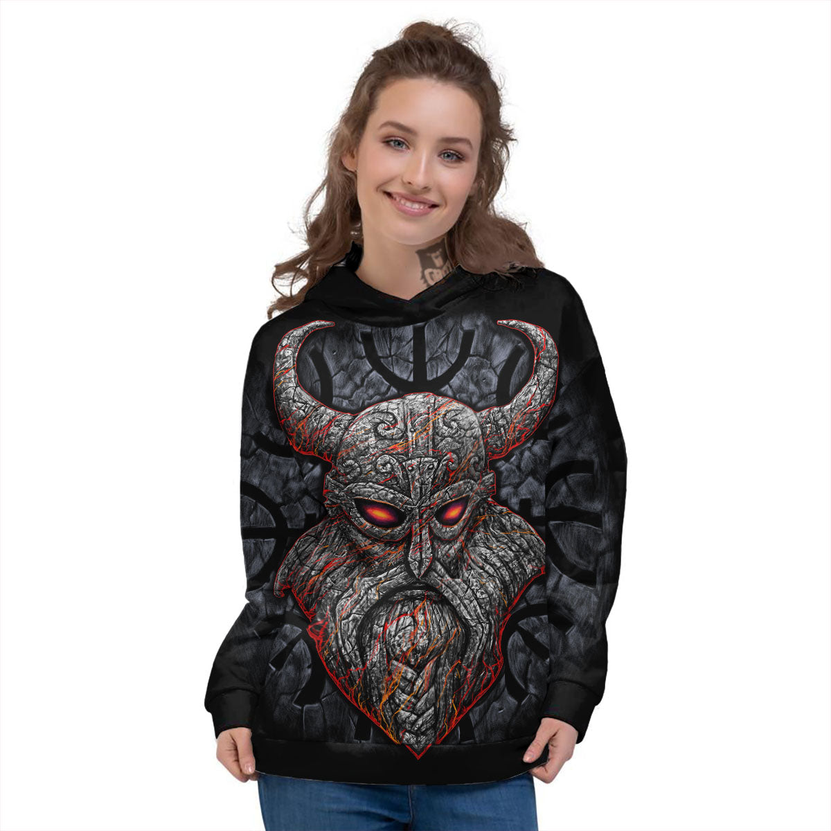 God Odin Ancient Viking Norse Print Women's Hoodie-grizzshop