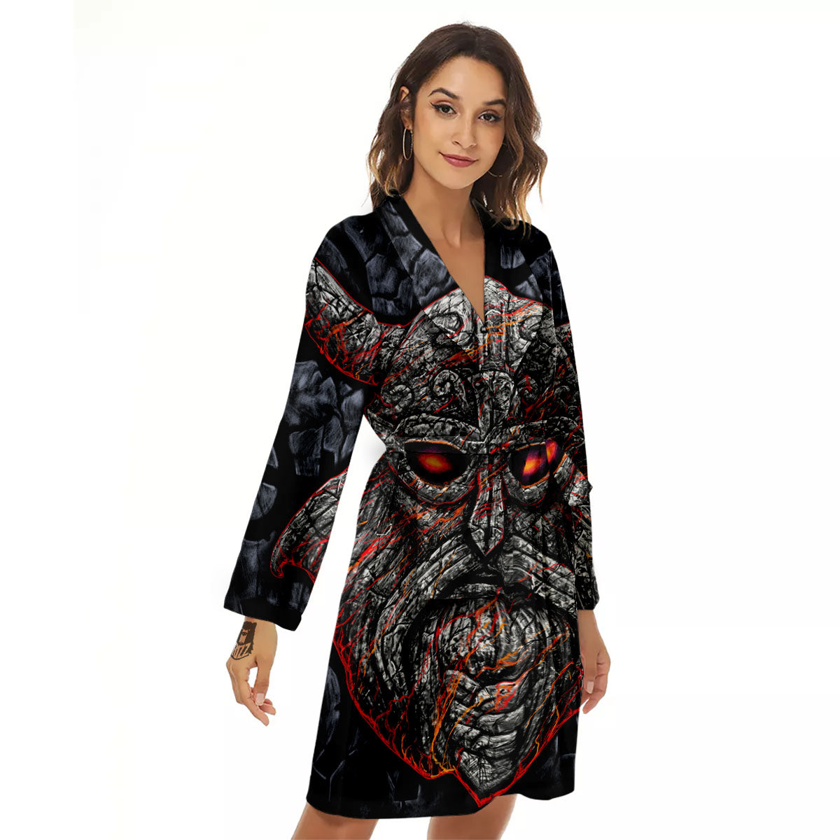 God Odin Ancient Viking Norse Print Women's Robe-grizzshop