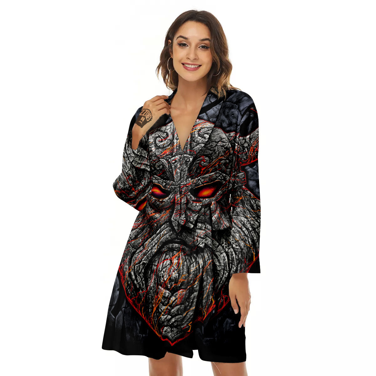 God Odin Ancient Viking Norse Print Women's Robe-grizzshop