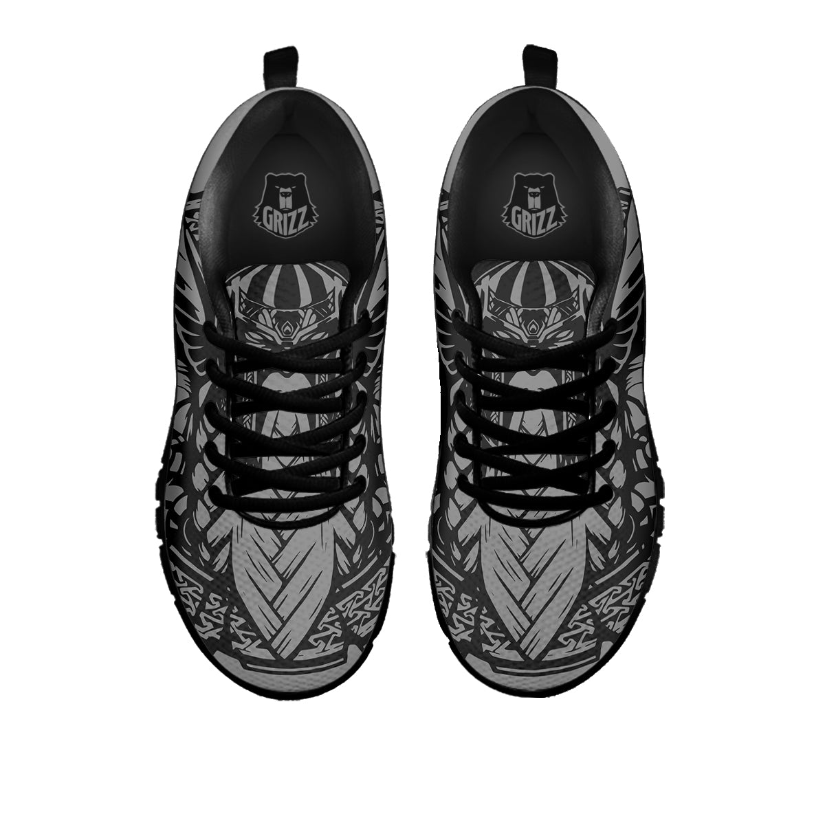 God Odin Grey Color Print Black Sneaker-grizzshop