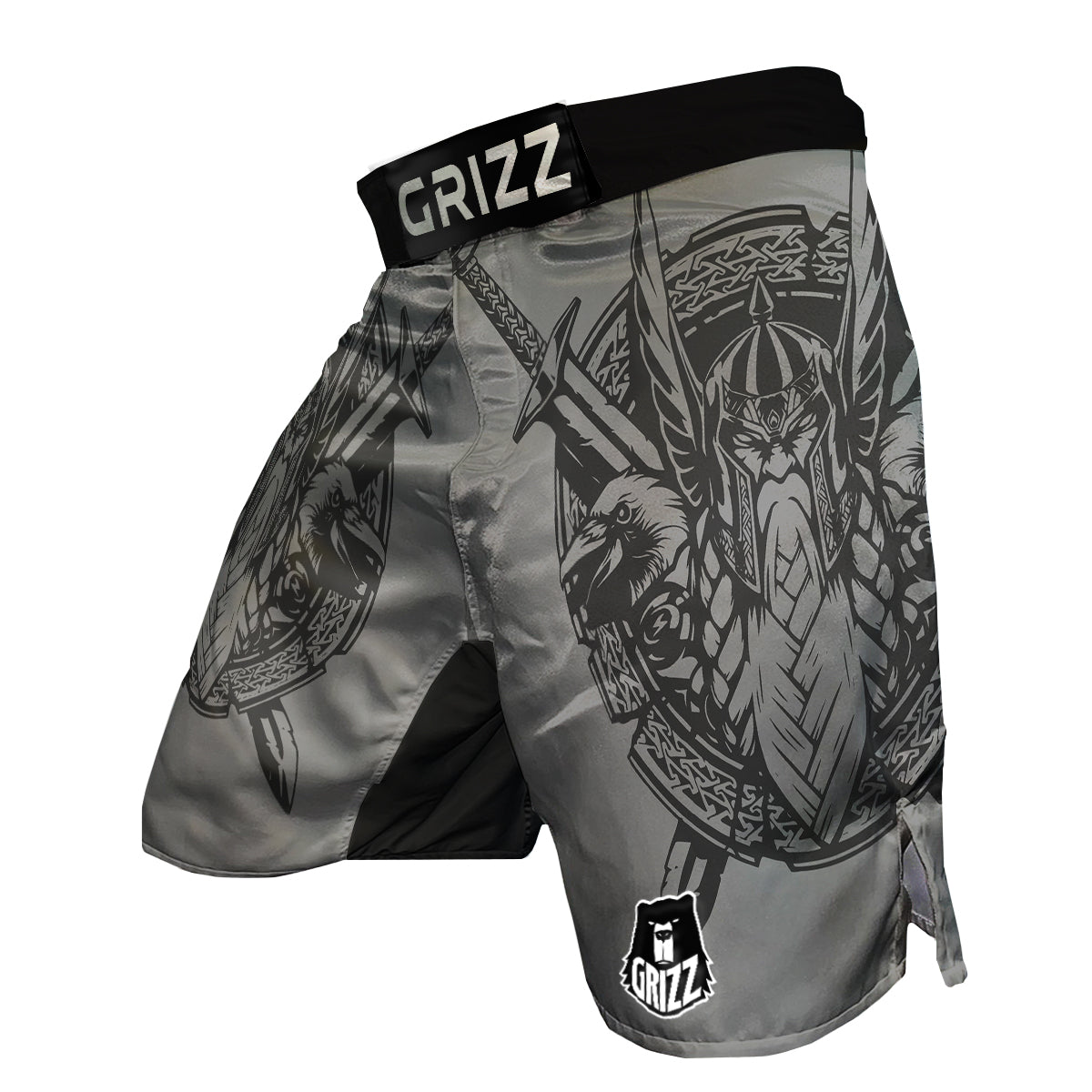 God Odin Grey Color Print MMA Shorts-grizzshop