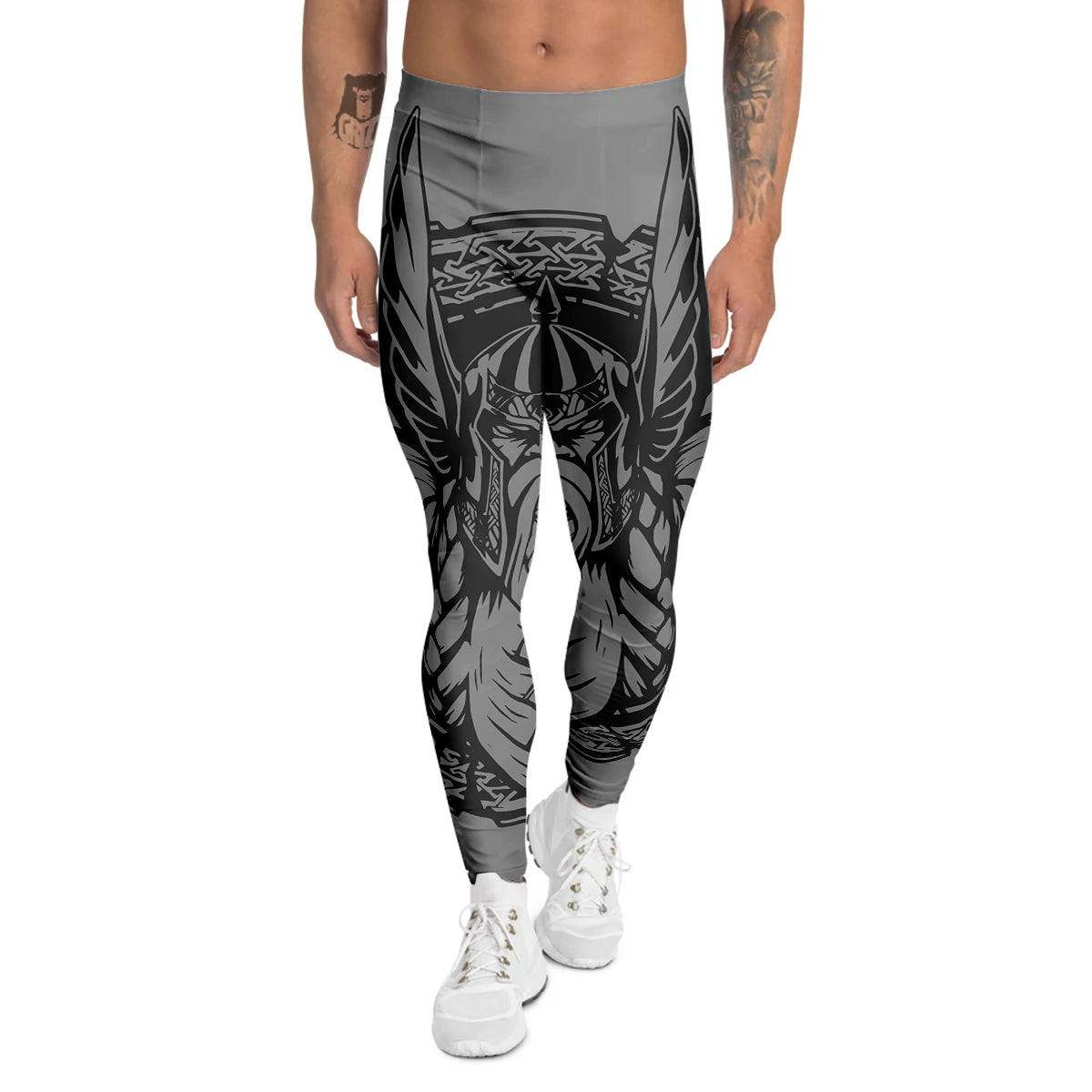 God Odin Grey Color Print Men's Leggings-grizzshop