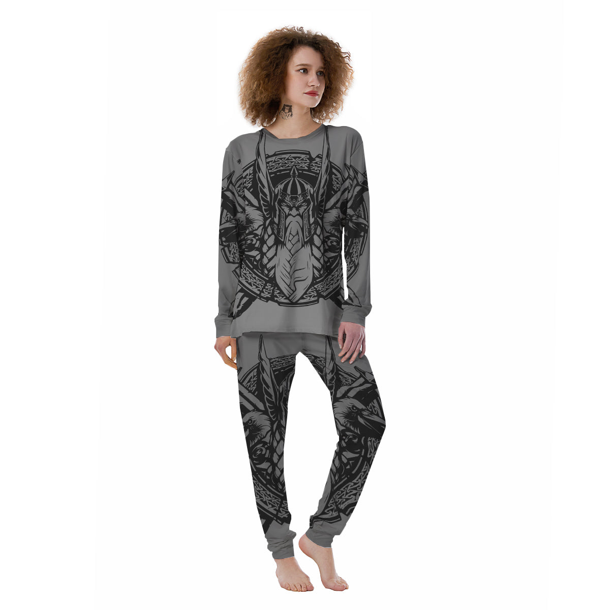 God Odin Grey Color Print Women's Pajamas-grizzshop