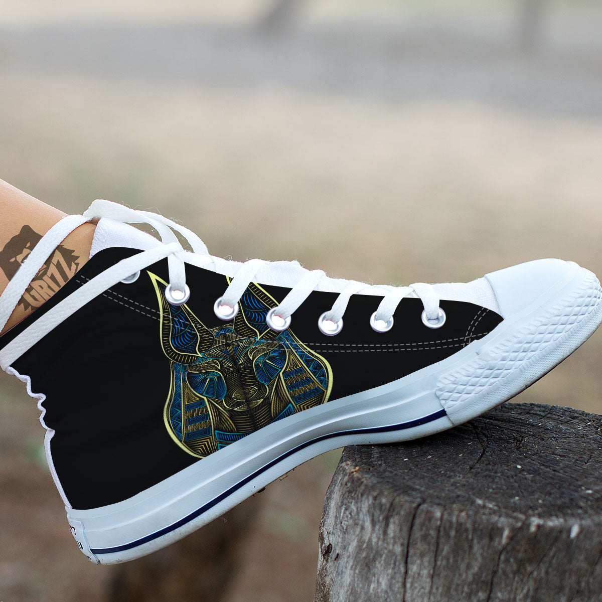 Gods Ancient Egyptian Print White High Top Shoes-grizzshop