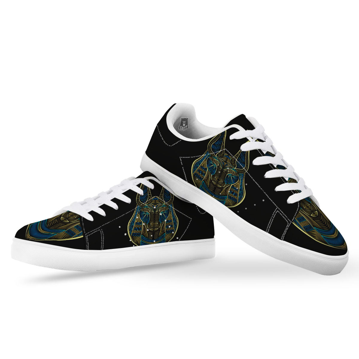 Gods Ancient Egyptian Print White Low Top Sneakers-grizzshop