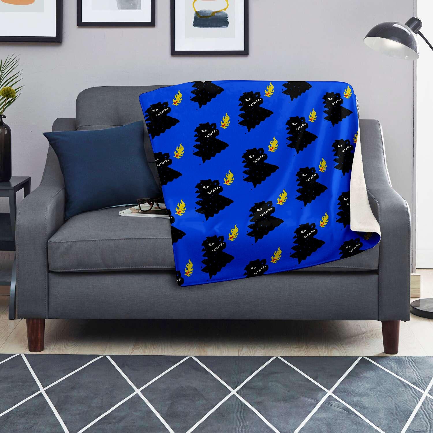 Godzilla Japanese Pattern Print Blanket-grizzshop