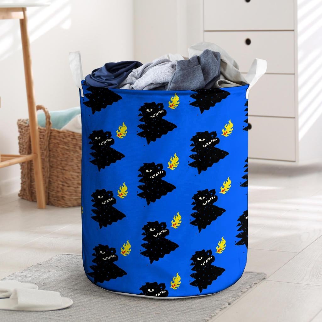 Godzilla Japanese Pattern Print Laundry Basket-grizzshop
