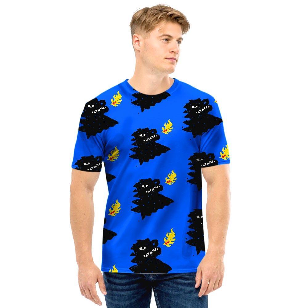 Godzilla Japanese Pattern Print Men T Shirt-grizzshop