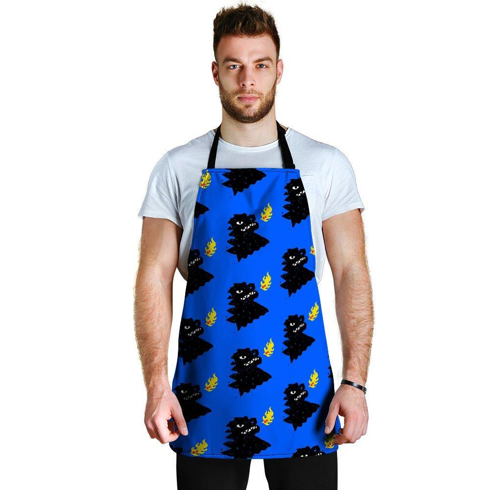 Godzilla Japanese Pattern Print Men's Apron-grizzshop