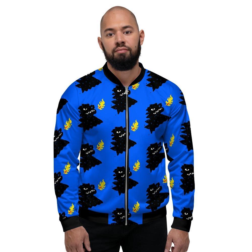 Godzilla Japanese Pattern Print Men's Bomber Jacket-grizzshop