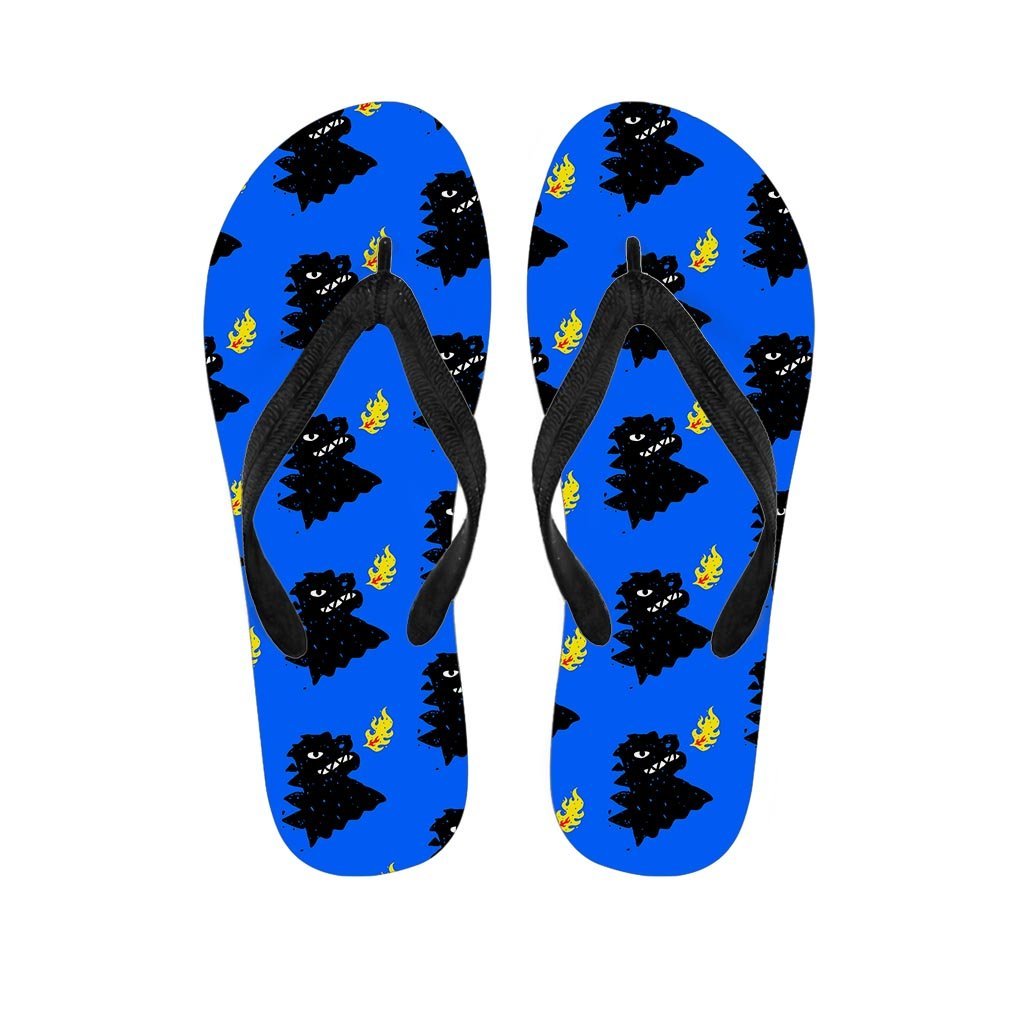 Godzilla Japanese Pattern Print Men's Flip Flops-grizzshop