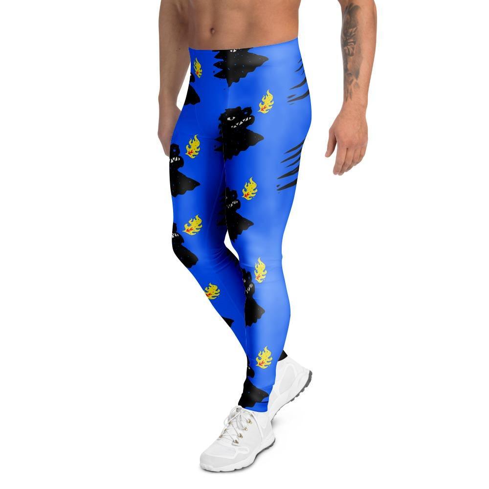 Godzilla Japanese Pattern Print Men's Leggings-grizzshop