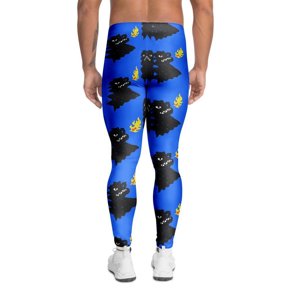 Godzilla Japanese Pattern Print Men's Leggings-grizzshop