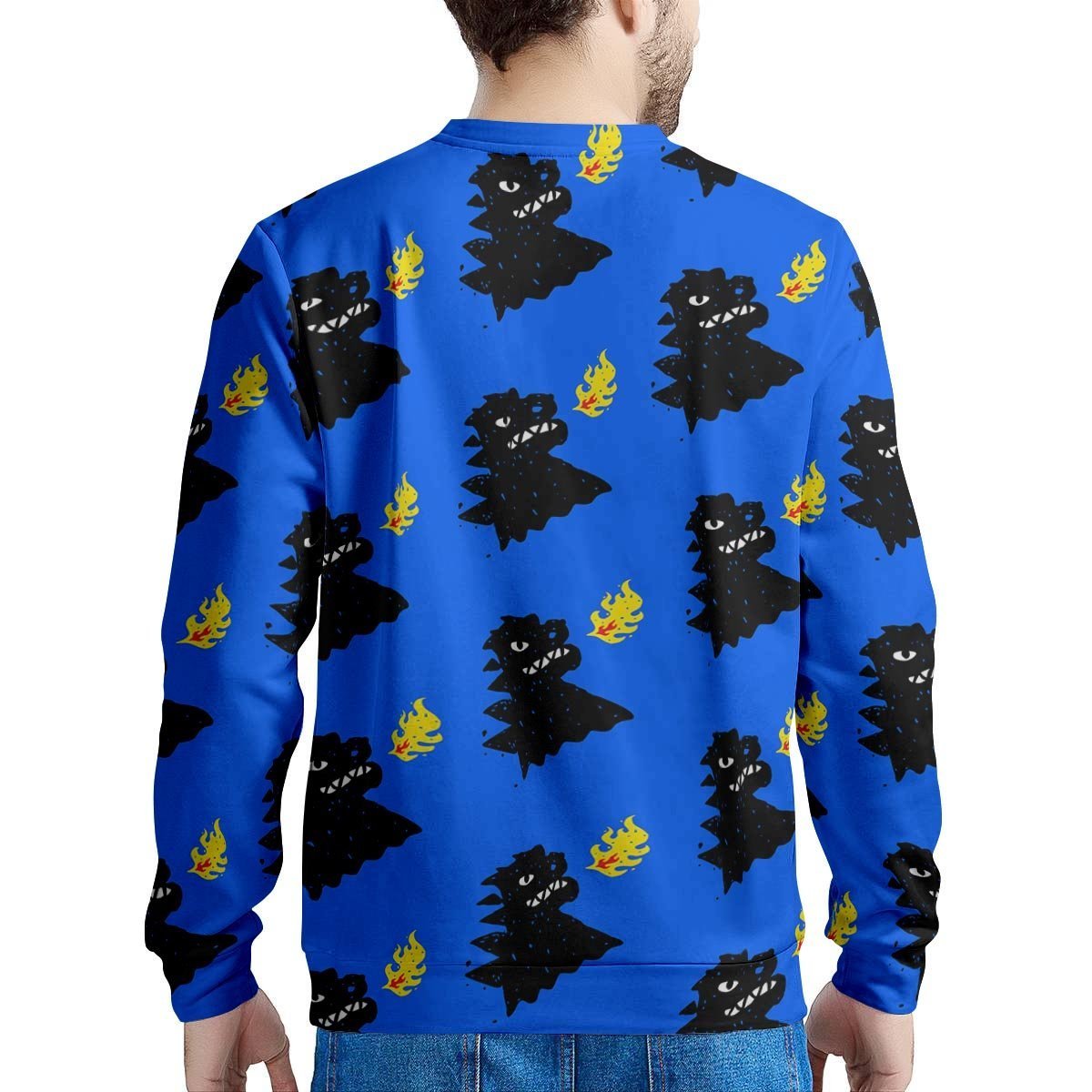 Godzilla Japanese Pattern Print Men's Sweatshirt-grizzshop